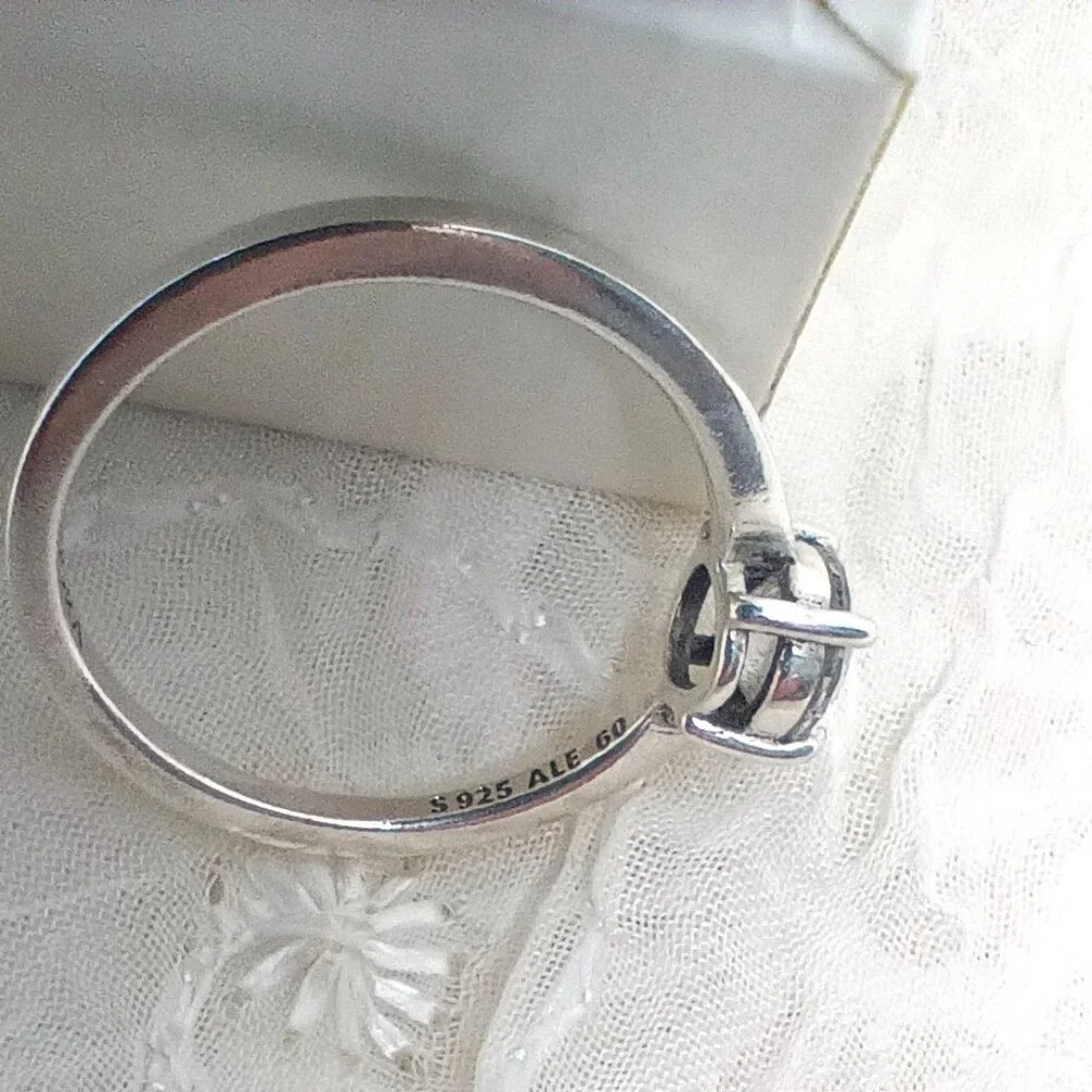 Pandora 925 Silver Sparkling Solitaire Ring 190052C01-60 - Ring Size 9 CZ - Box - Picture 3 of 4